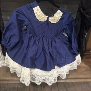 Elegant Blue and White Kids Formal Dress